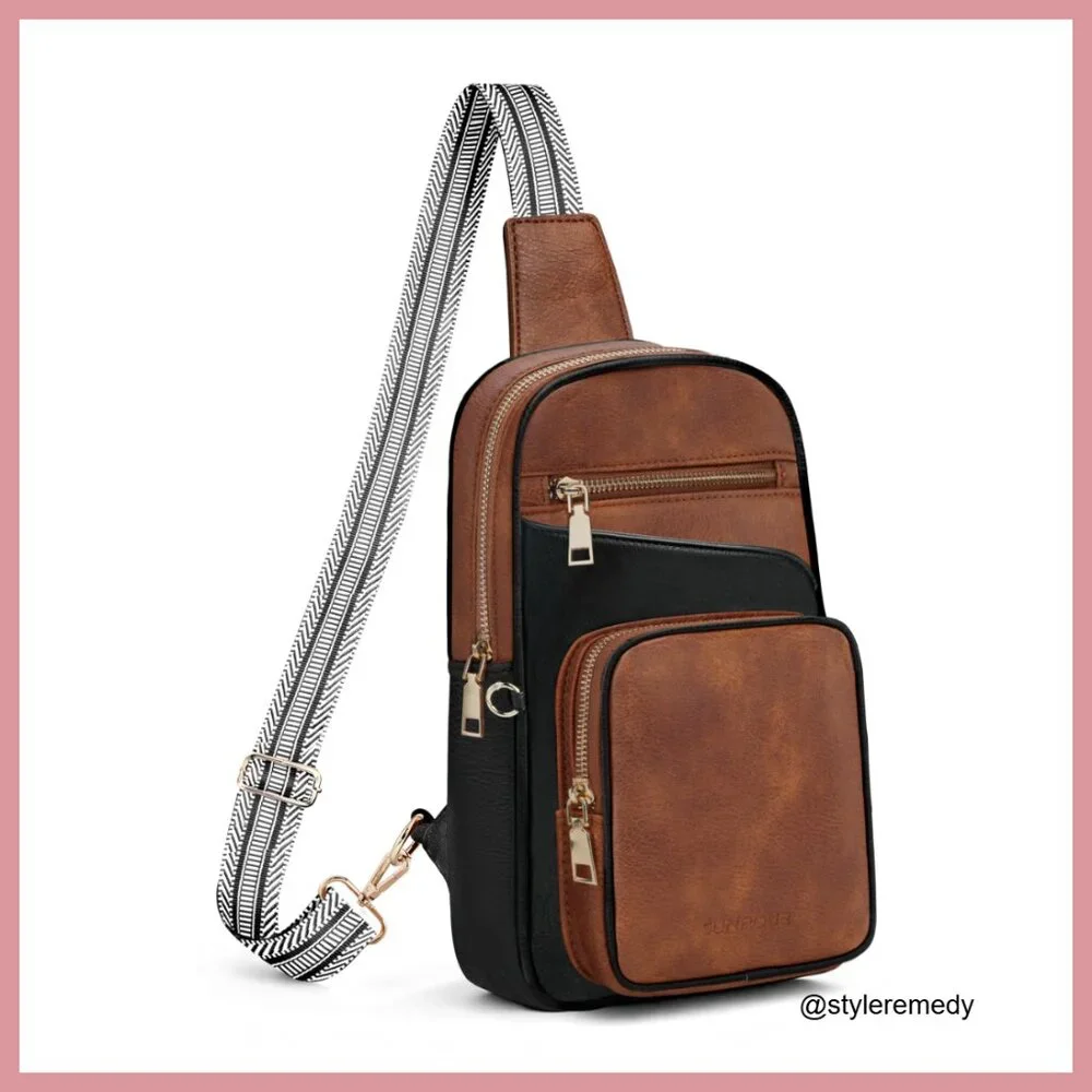Anti Theft RFID Crossbody Sling Bag Vegan Leather Travel Purse